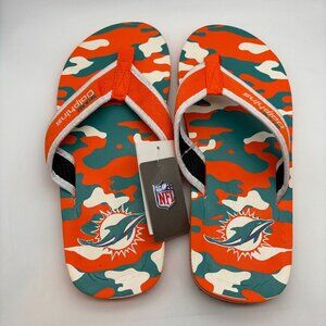 NFL Miami Dolphins Retro Logo Camouflage Pattern Flip Flops w/ Tags